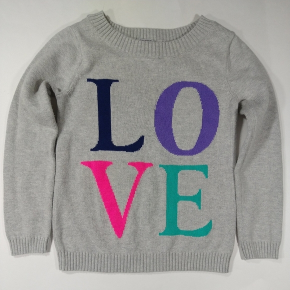 Girls Sweater Size 5 Gray Love Carters Long Sleeve - Picture 9 of 14